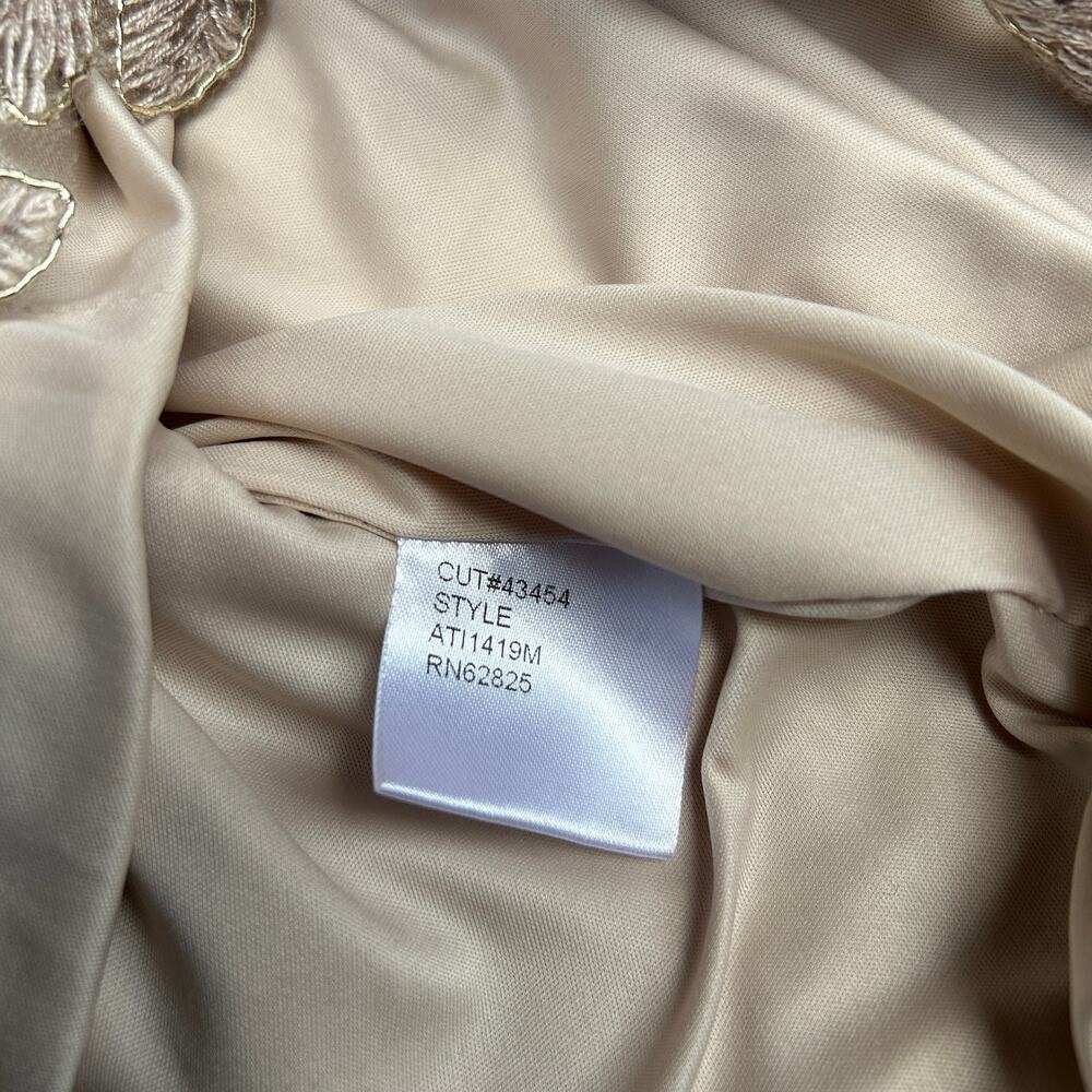 Tadashi Shoji Chloe Embroidered Lace Tulle Illusion Boat Neck Gold Dress 10 - Picture 15 of 16